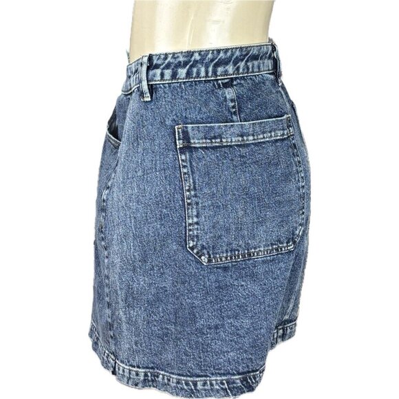 Lane Bryant + 22 Demin Blue Button Zip Seam Detail 5 Pocket Cotton Mini Skirt - Picture 5 of 6